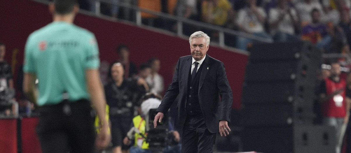 Carlo Ancelotti, durante la final de Copa del Rey frente al Barça