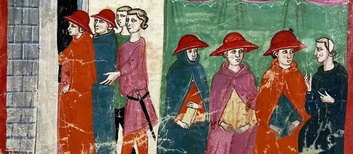 Una escena que reproduce el cónclave celebrado en Viterbo entre los años 1268 y 1271