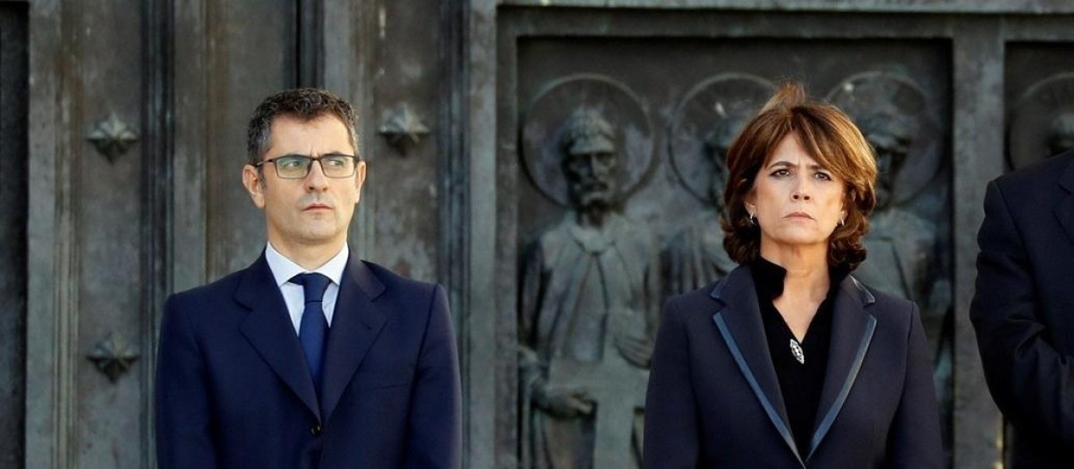 Dolores Delgado y Félix Bolaños en el Valle de los Caídos en una foto de archivo