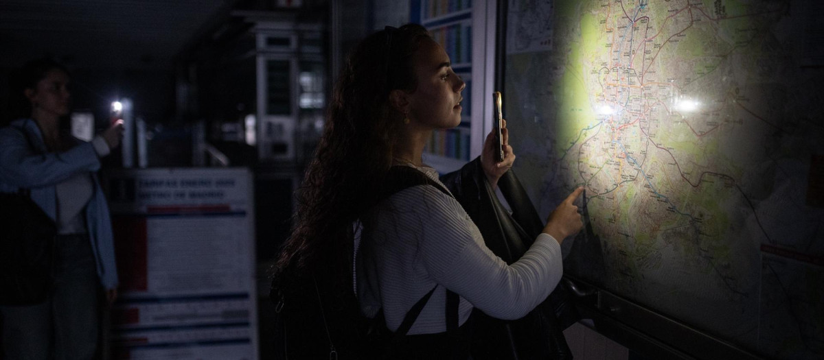 Metro de Madrid durante el apagón