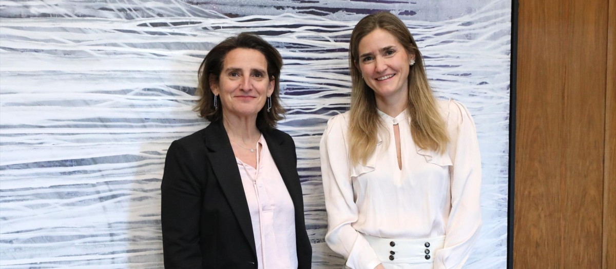 La ex ministra Teresa Ribera, con la actual ministra, Sara Aagesen.