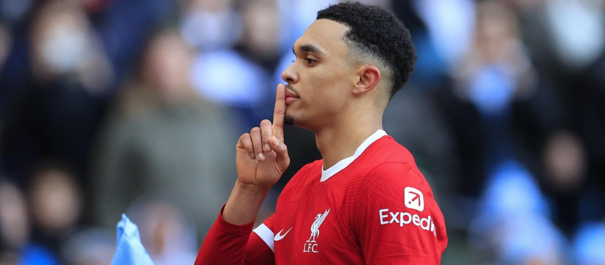 Trent Alexander-Arnold celebrando un gol con el Liverpool