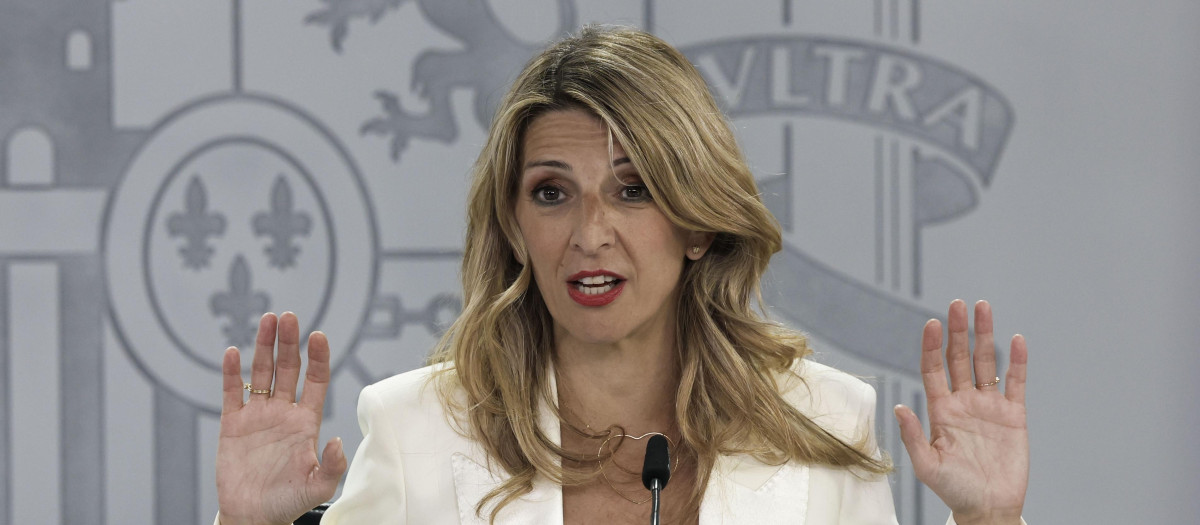 La vicepresidenta segunda y ministra de Trabajo, Yolanda Díaz, este martes en la Moncloa