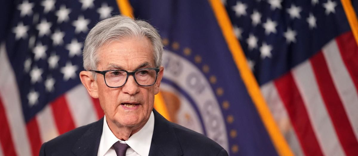 El presidente de la Reserva Federal, Jerome Powell, habla durante una rueda de prensa