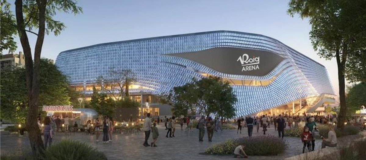 Recreación del futuro Roig Arena, que tendrá una pantalla exterior de 300 metros cuadrados