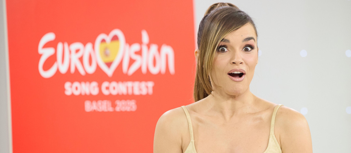 La cantante Melody durante una rueda de prensa, en Torrespaña, a 25 de marzo de 2025, en Madrid (España). RTVE ha anunciado durante la rueda de prensa que la persona encargada de dar los puntos de España en el Festival de Eurovisión 2025 será Chanel. La cantante será la portavoz que se pondrá frente a la cámara para entregar los puntos del jurado español.

Jesús Hellín / Europa Press
25/3/2025