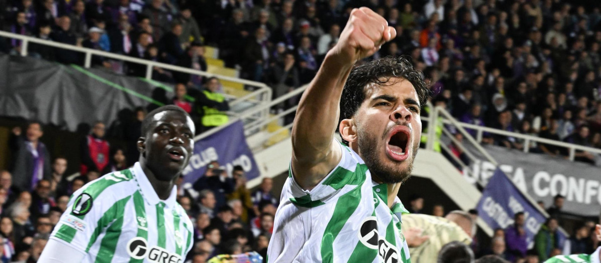 Abde celebra el gol de la victoria del Betis contra la Fiorentina