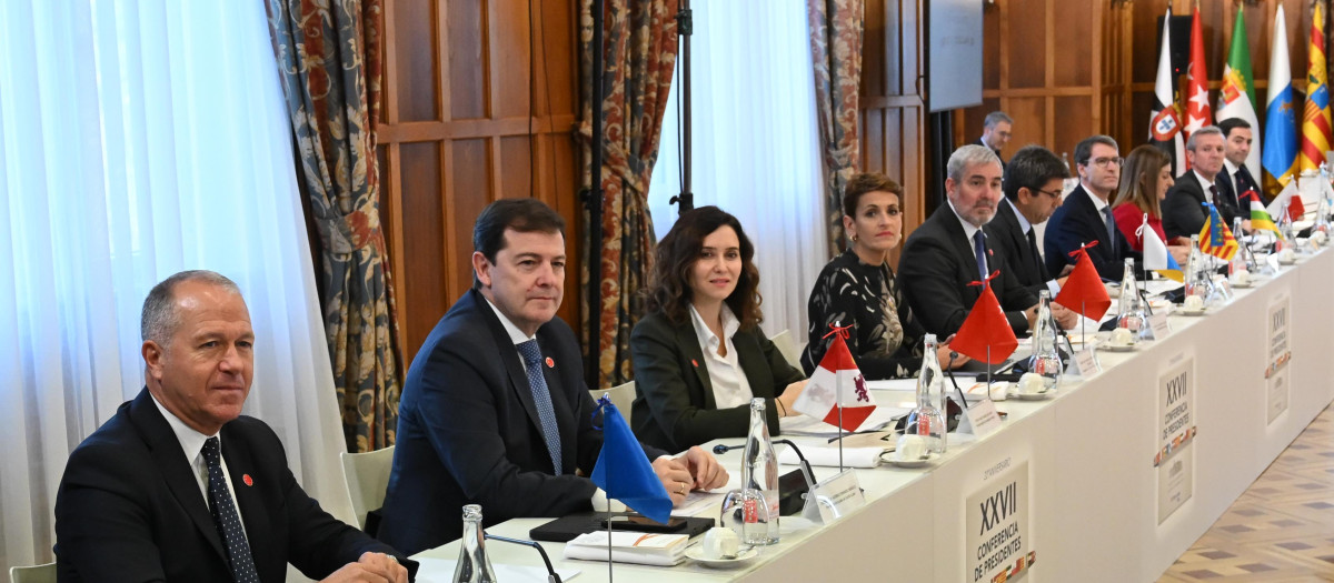 La presidenta de la Comunidad de Madrid, Isabel Díaz Ayuso, en la última Conferencia de Presidentes