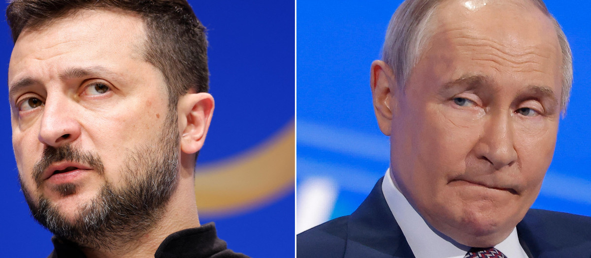 Combinación de imágenes del presidente de Ucrania, Volodimir Zelenski, y el presidente de Rusia, Vladimir Putin