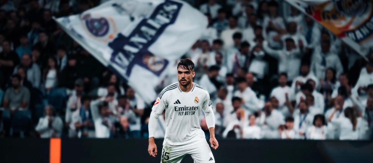 Raúl Asencio, en el partido ante el Mallorca