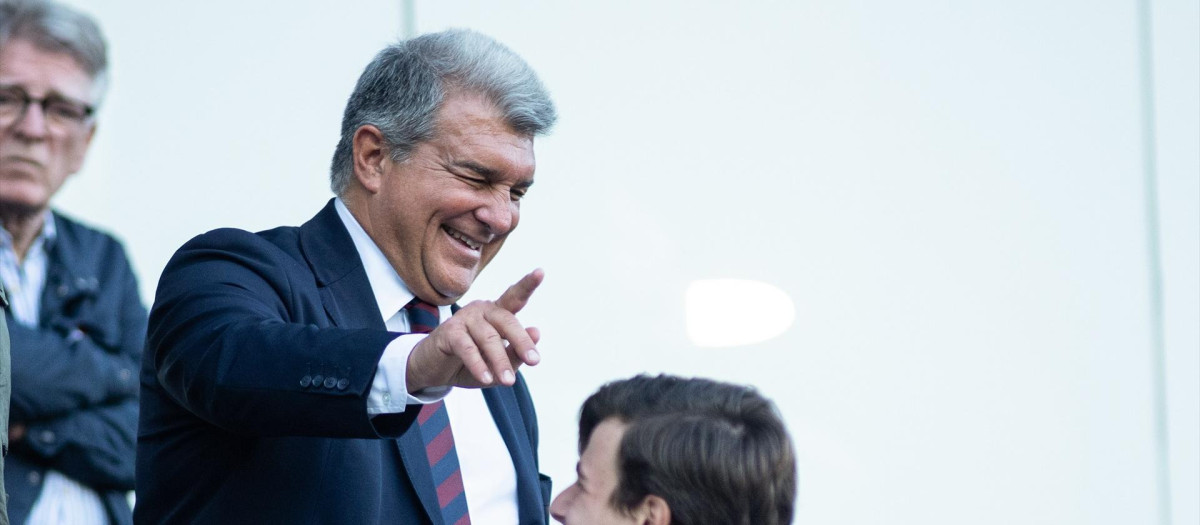 Joan Laporta muy feliz tras ganar La Liga