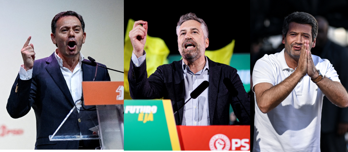 Luis Montenegro, Nuno Santos y André Ventura, líderes políticos de Portugal