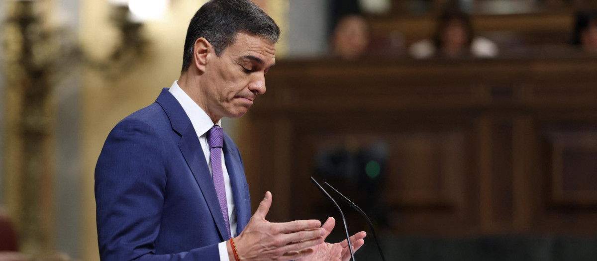 Pedro Sánchez interviene durante una sesión de control al Gobierno en el Congreso de los Diputados