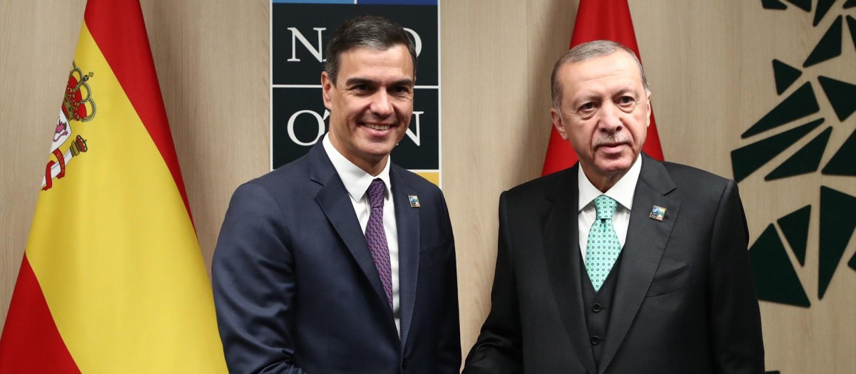 El presidente del Gobierno, Pedro Sánchez, y el presidente de Turquía, Recep Tayyip Erdogan