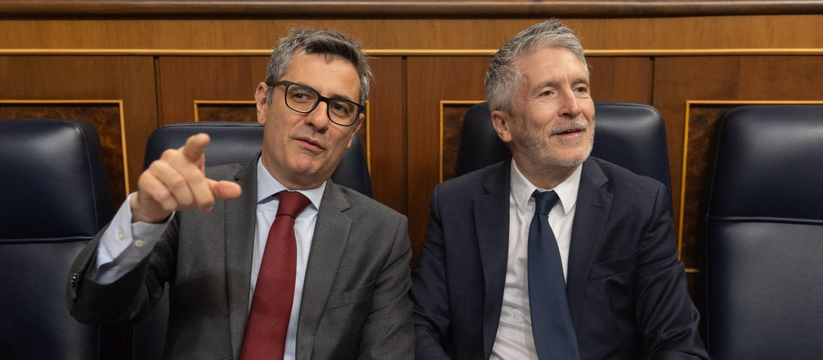 El ministro de la Presidencia, Relaciones con las Cortes y Justicia, Félix Bolaños y el ministro de Interior, Fernando Grande-Marlaska