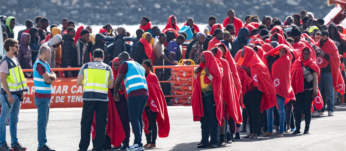 Inmigrantes llegados en Arrecife (Canarias).