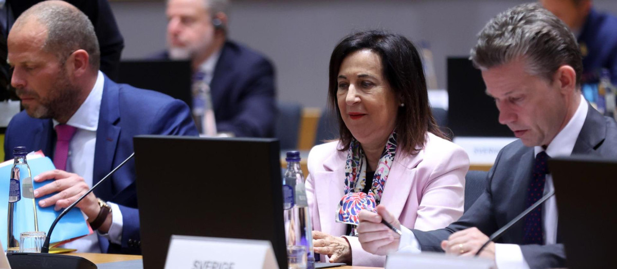 Margarita Robles en la reunión de ministros de Defensa celebrada en Bruselas