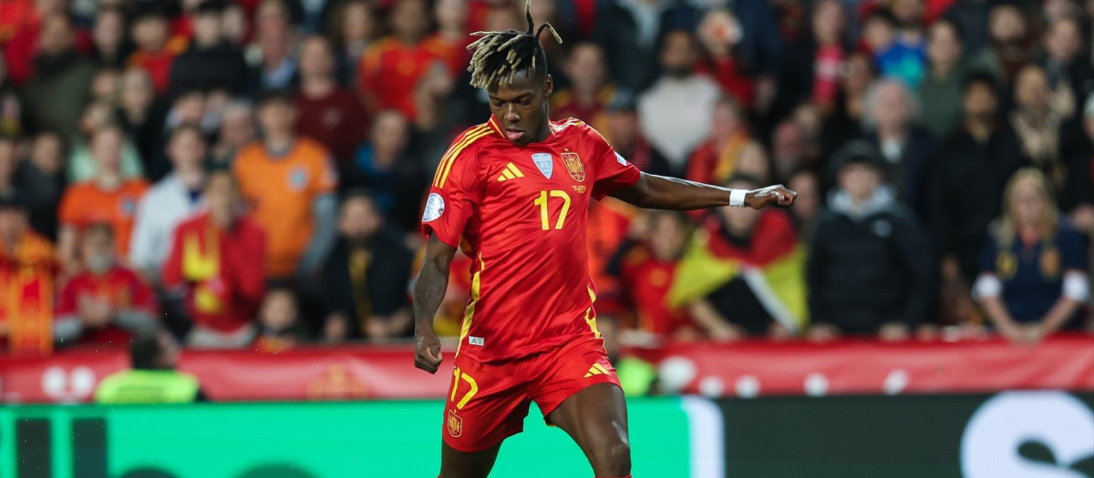 Nico Williams, en el partido de España contra Países Bajos de los cuartos de final de la Nations League
