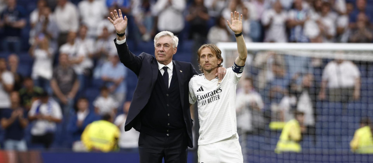 Carlo Ancelotti y Luka Modric se despiden del Santiago Bernabéu
