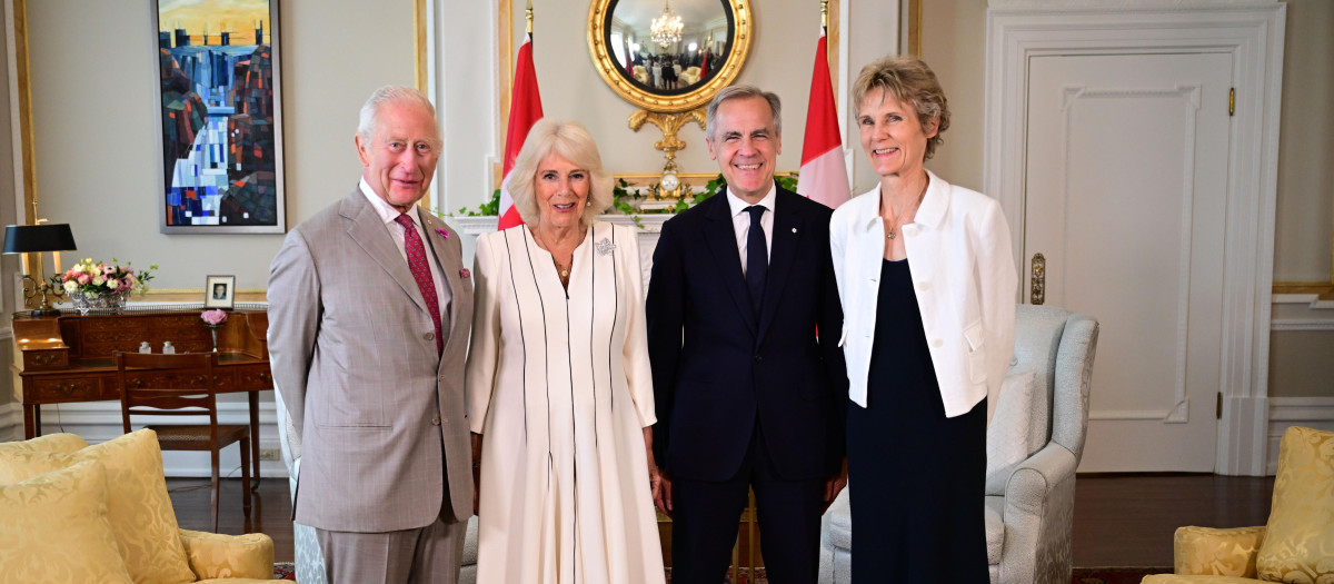 King Charles III and Queen Camilla meet with Mark Carney, Prime Minister of Canada and his wife Diana Fox Carney
King Charles III attends Audiences at Rideau Hall, Ottawa, Canada - 26 May 2025 *** Local Caption *** .