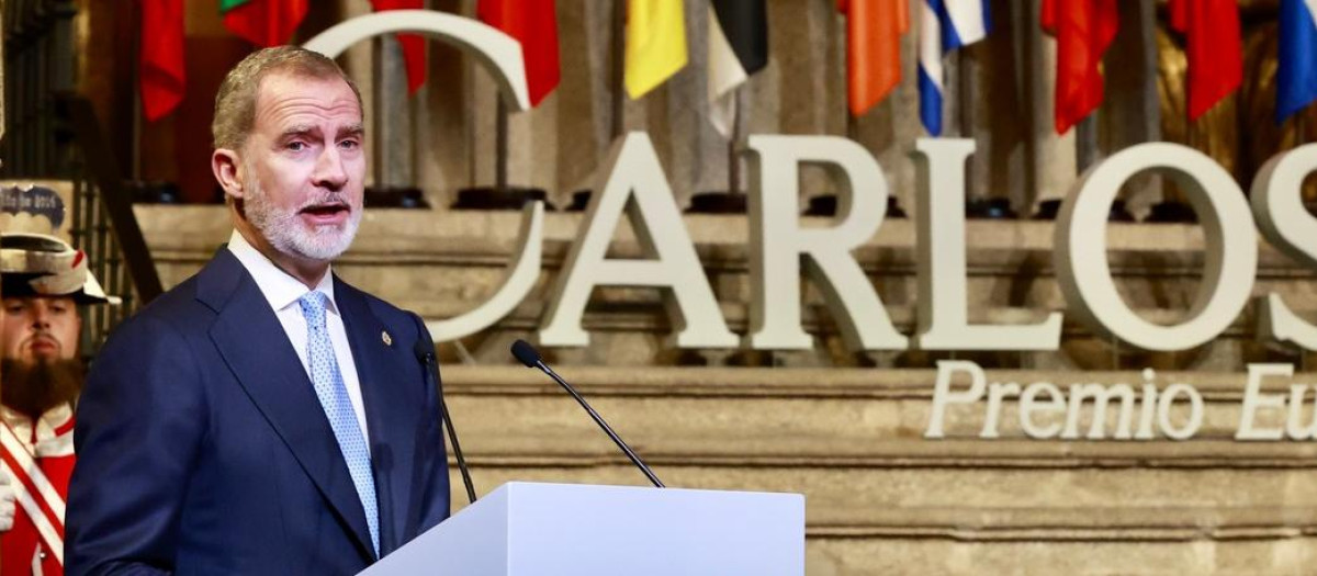 Don Felipe, en la entrega del premio europeo Carlos V, el pasado 9 de mayo
