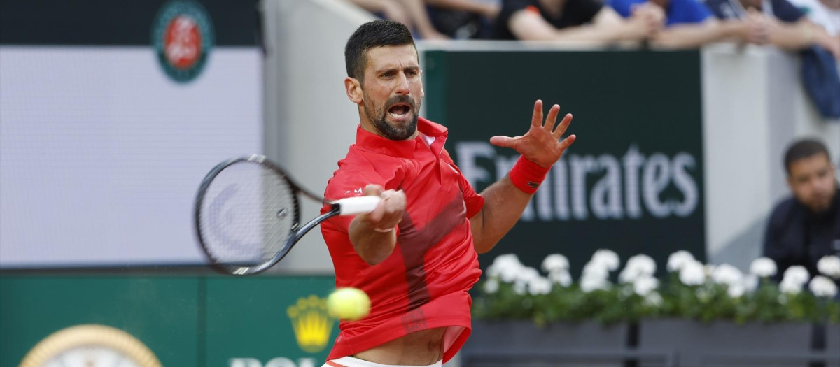 Novak Djokovic, en su partido de segunda ronda ante Moutet