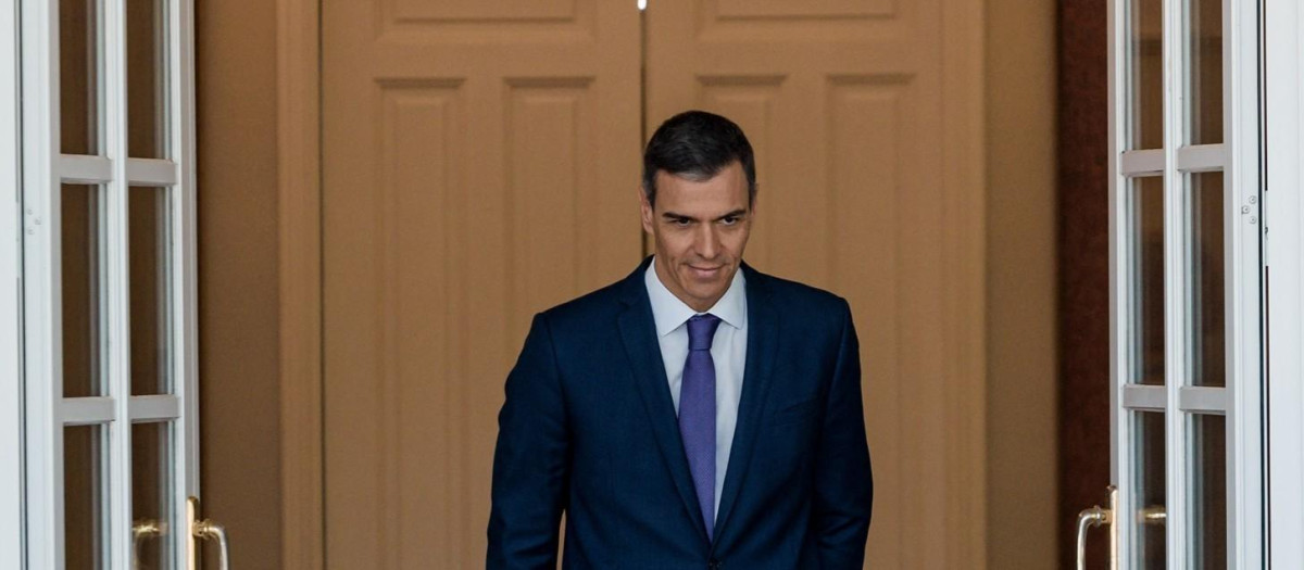 El presidente del Gobierno, Pedro Sánchez, en el Palacio de la Moncloa el pasado 29 de mayo