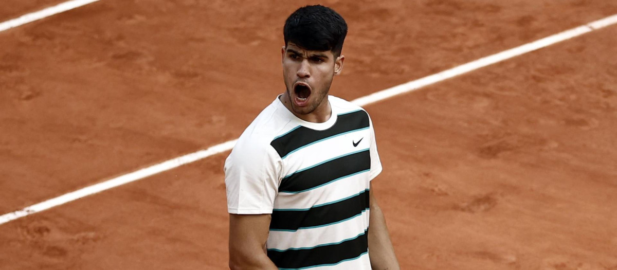 Carlos Alcaraz, en los octavos de final de Roland Garros