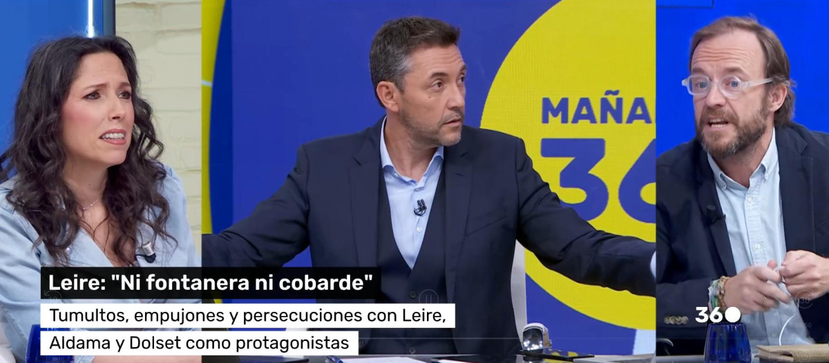 De izquierda a derecha, Marta Nebot, el presentador Javier Ruiz y el periodista Chapu Apaolaza