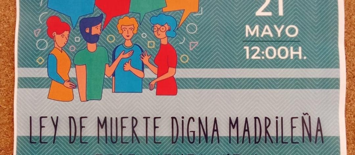 Cartel de la charla de DMD en el Centro de Mayores de Mirasierra