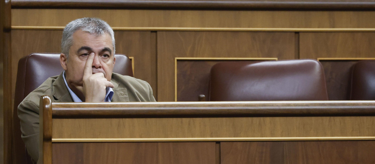 El diputado socialista Santos Cerdán, durante la sesión de control al Ejecutivo este miércoles en el Congreso