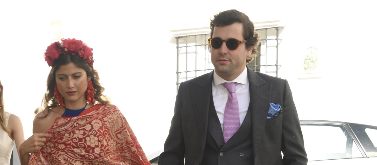 Khali El Assir ans Juan Jose Franco during the wedding of Clara Andada Vanderwilde and Antonio Sainz Suelves in Seville on Saturday, June 4, 2022.