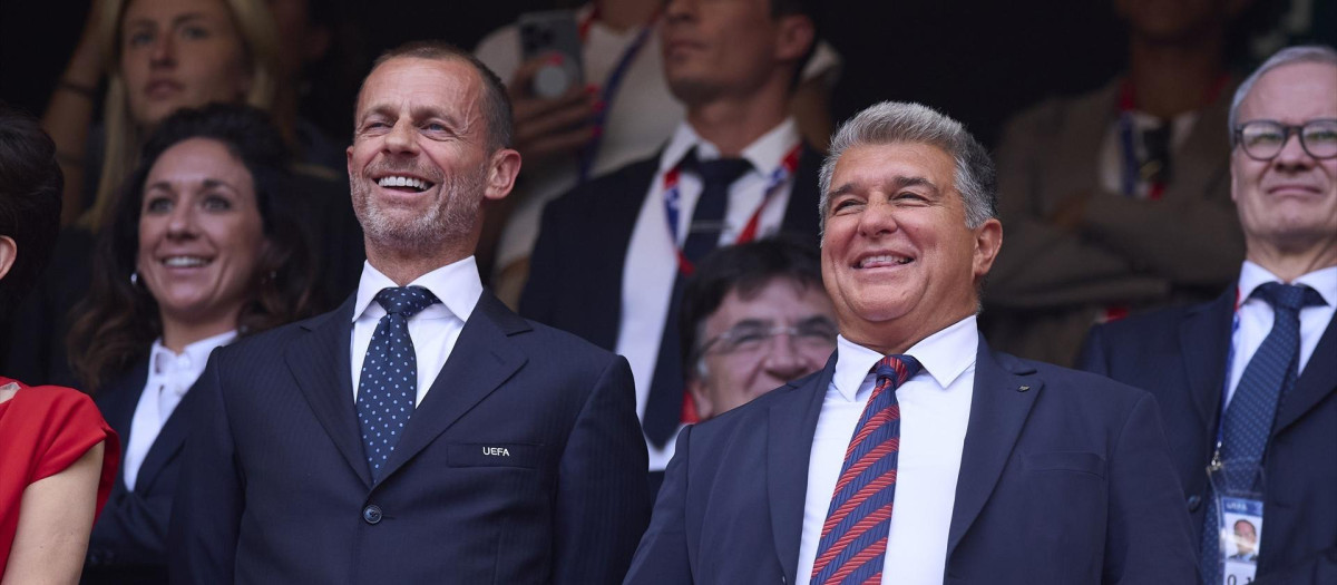 Joan Laporta junto a Aleksander Ceferin
