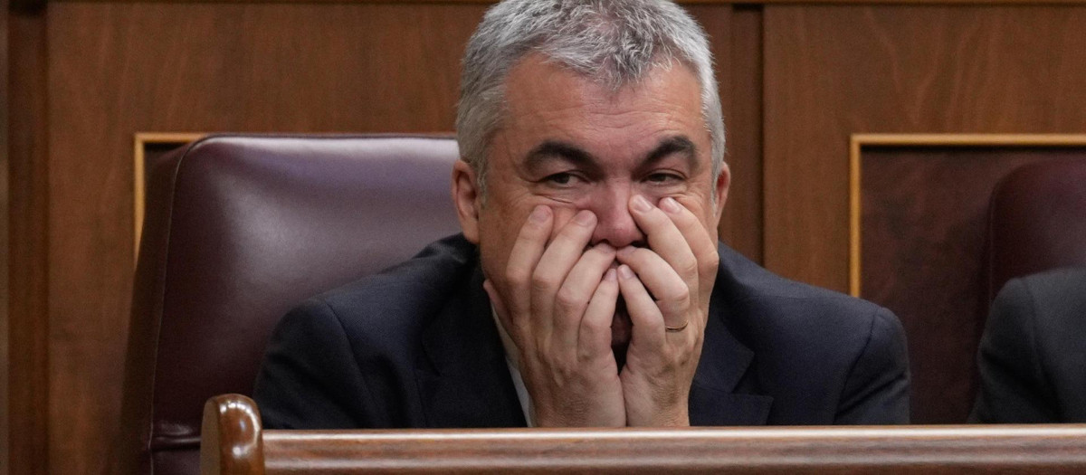 El diputado socialista Santos Cerdán durante el pleno celebrado este jueves