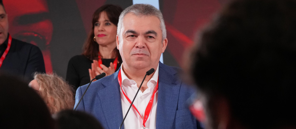 El secretario de Organización del PSOE, Santos Cerdán, interviene durante la clausura del 10º Congreso del PSE-EE