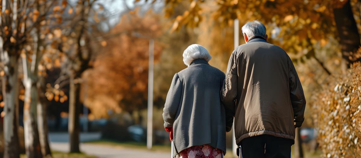 Una pareja de ancianos en el parque