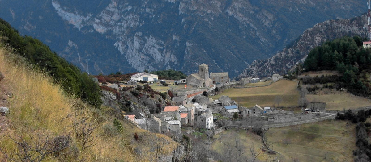 Vista del pueblo de Tella, en la comarca del Sobrarbe.