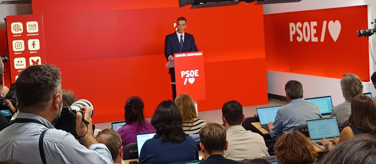 Comparecencia de Pedro Sánchez en la sede del PSOE
