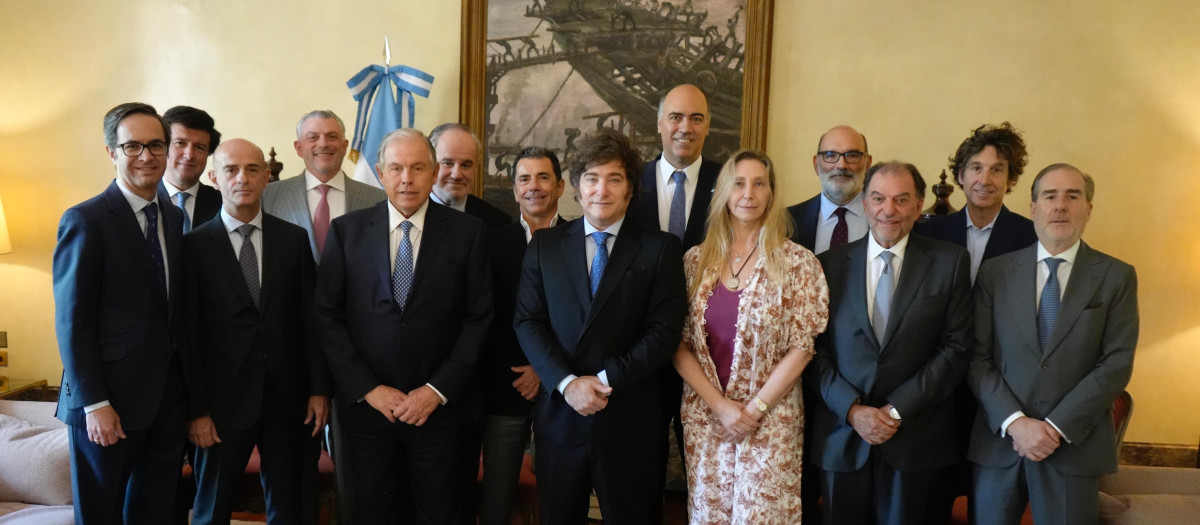 Javier Milei en un encuentro con empresarios en Madrid