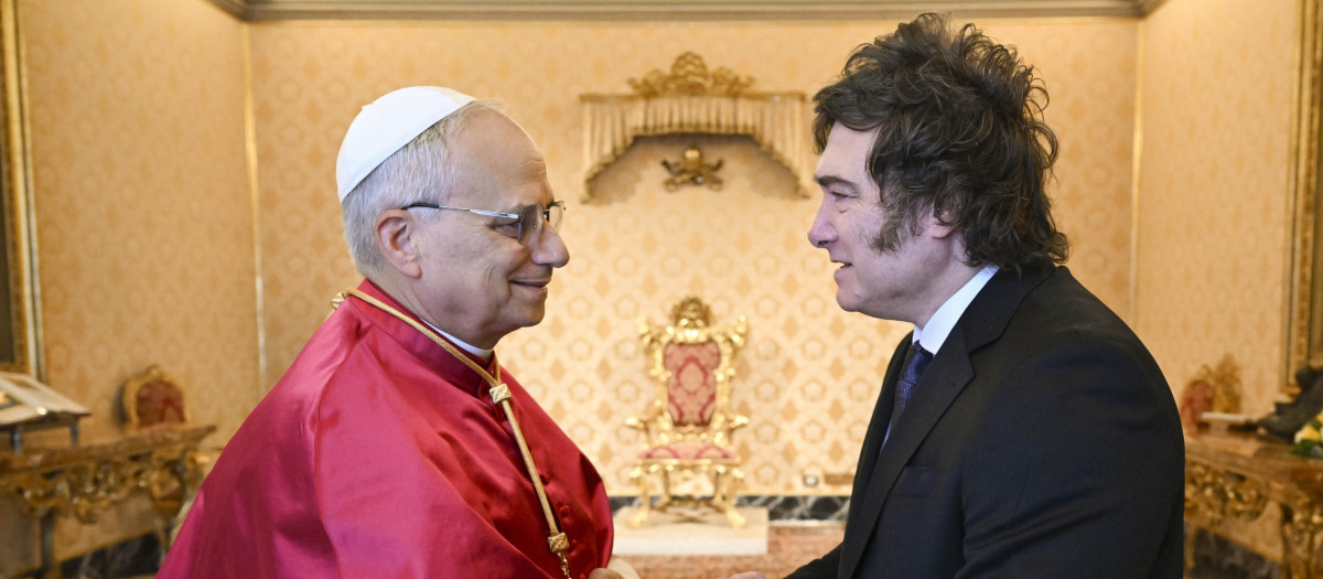 El Papa Leo XIV recibe en audiencia privada al presidente de Argentina, Javier Milei