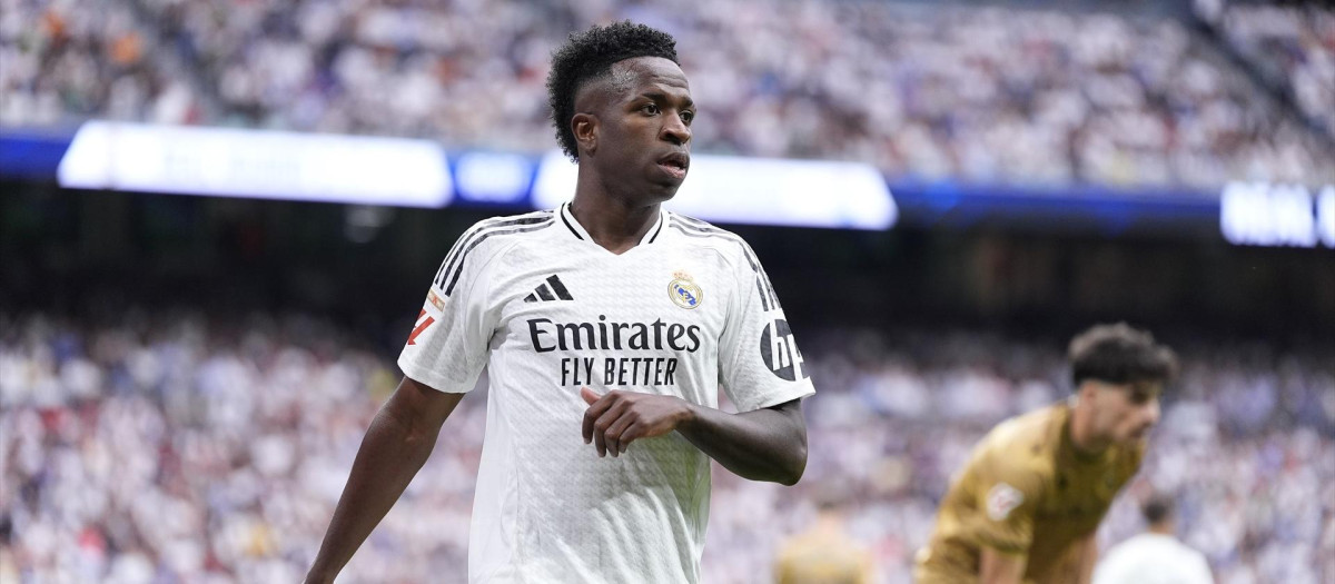 Vinicius Junior, en el último partido que ha jugado el Real Madrid en el Bernabéu