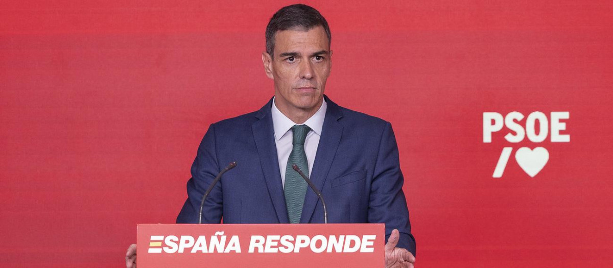 Pedro Sánchez, durante su comparecencia de este lunes