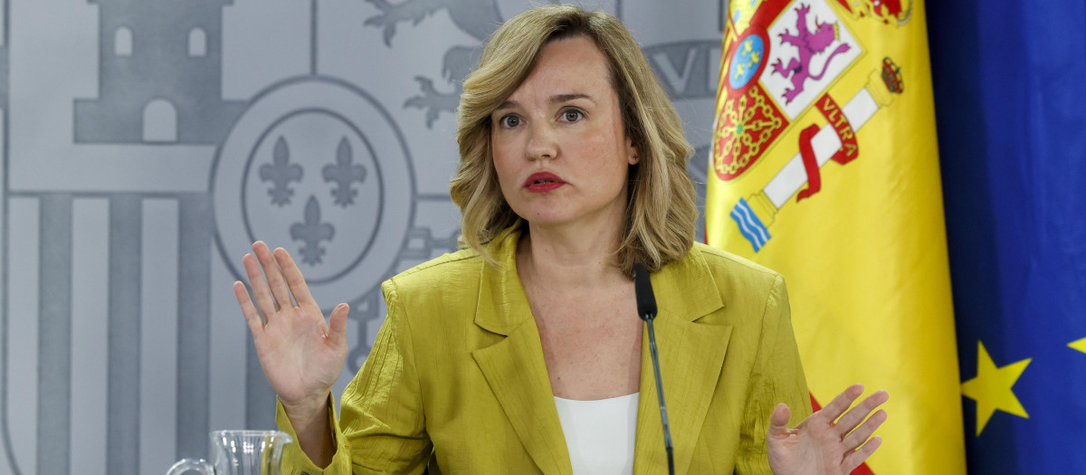 La portavoz del Gobierno, Pilar Alegría, este martes en la Moncloa