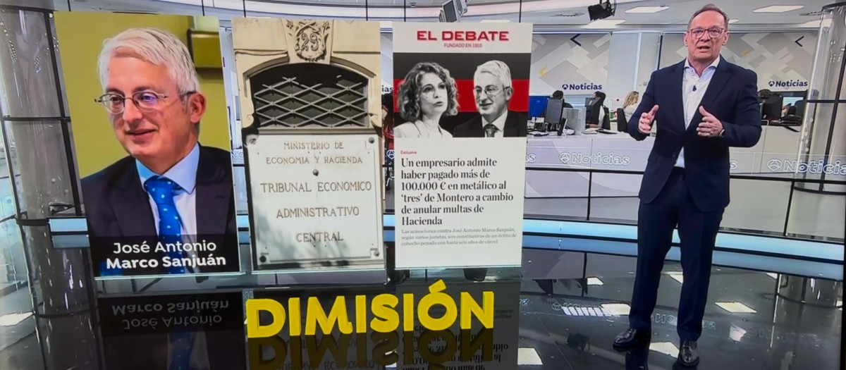 Antena 3 Noticias 1 ha informado de la dimisión de Marco Sanjuán tras las informaciones publicadas en El Debate