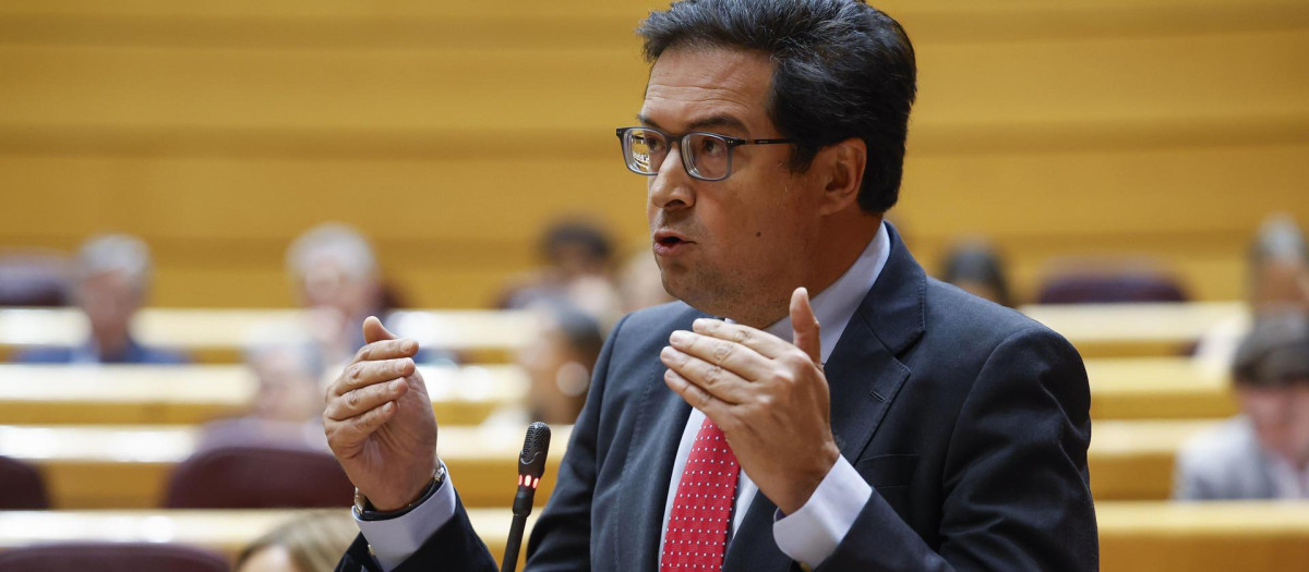 El ministro para la Transformación Digital y de la Función Pública, Óscar López, interviene durante la sesión del Pleno del Senado