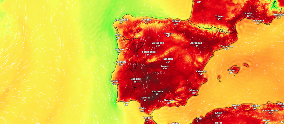 Mapa de temperaturas para el próximo viernes