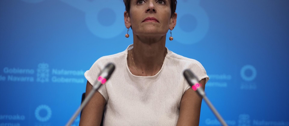 María Chivite, durante su comparecencia tras conocerse el informe de la UCO sobre el caso Cerdán el pasado jueves