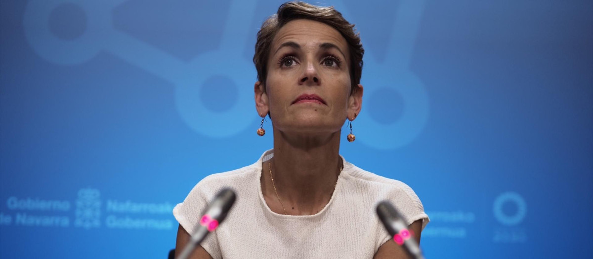 María Chivite, durante su comparecencia tras conocerse el informe de la UCO sobre el caso Cerdán el pasado jueves