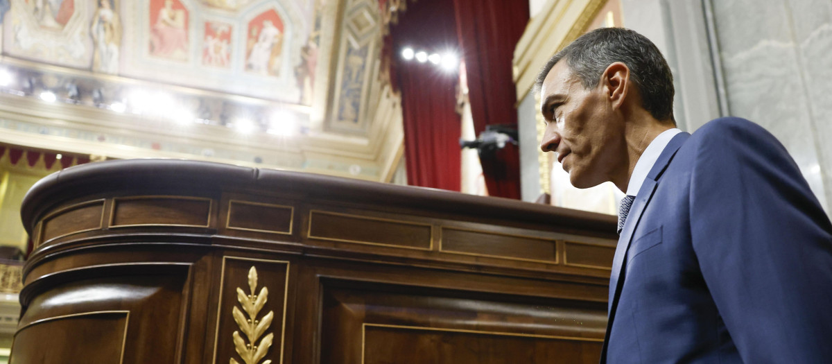 Pedro Sánchez, a su entrada al hemiciclo del Congreso este miércoles