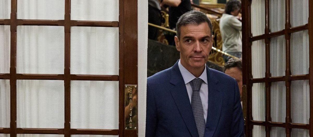 El presidente del Gobierno, Pedro Sánchez, durante una sesión de control al Gobierno, en el Congreso de los Diputados